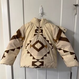 NWT Polo Ralph Lauren Ivory color AZTEC DOWN Quarter-Zip Jacket Girls Size 6🔥